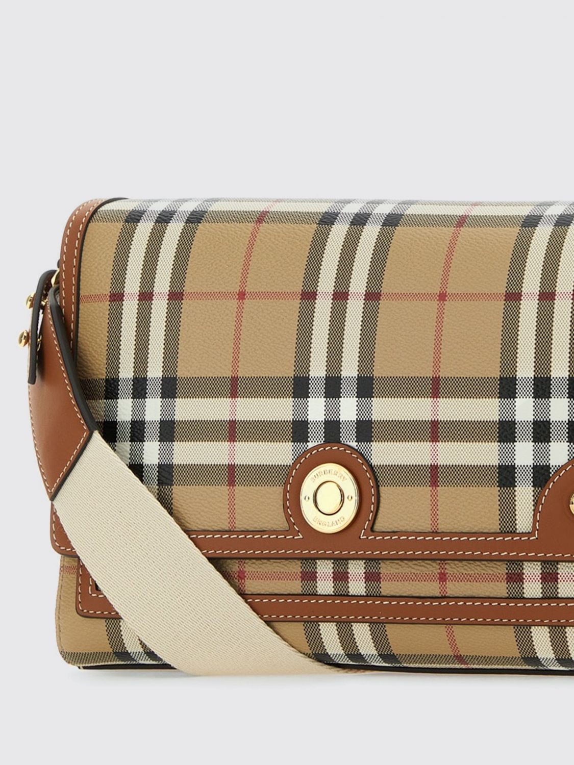 note coated cotton vintage check print bag