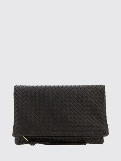 giornale woven leather clutch