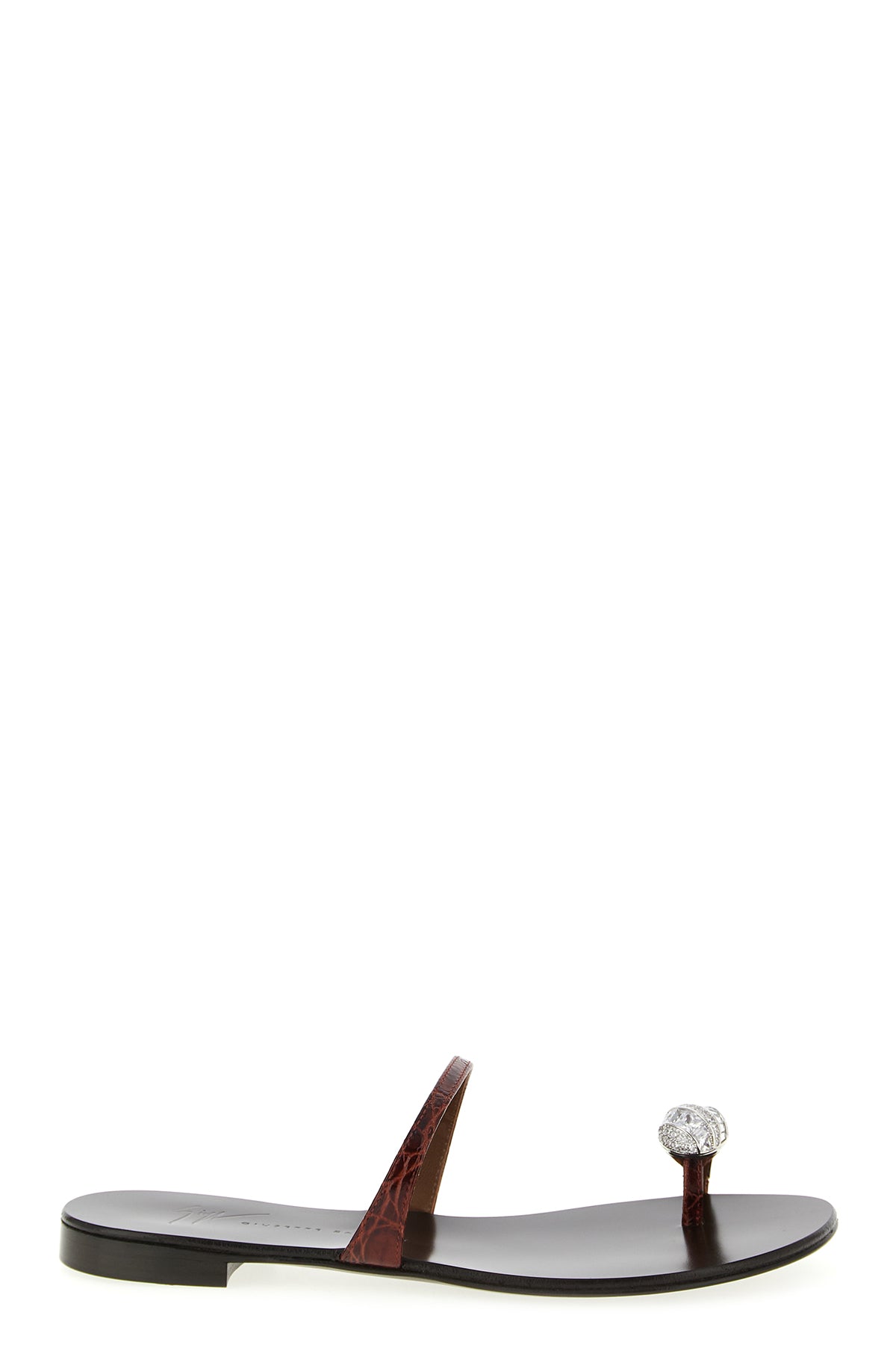 icon ring sandals in coconut-print leather