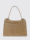 suede and shearling rodeo bag with logo bow