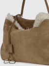 suede and shearling rodeo bag with logo bow