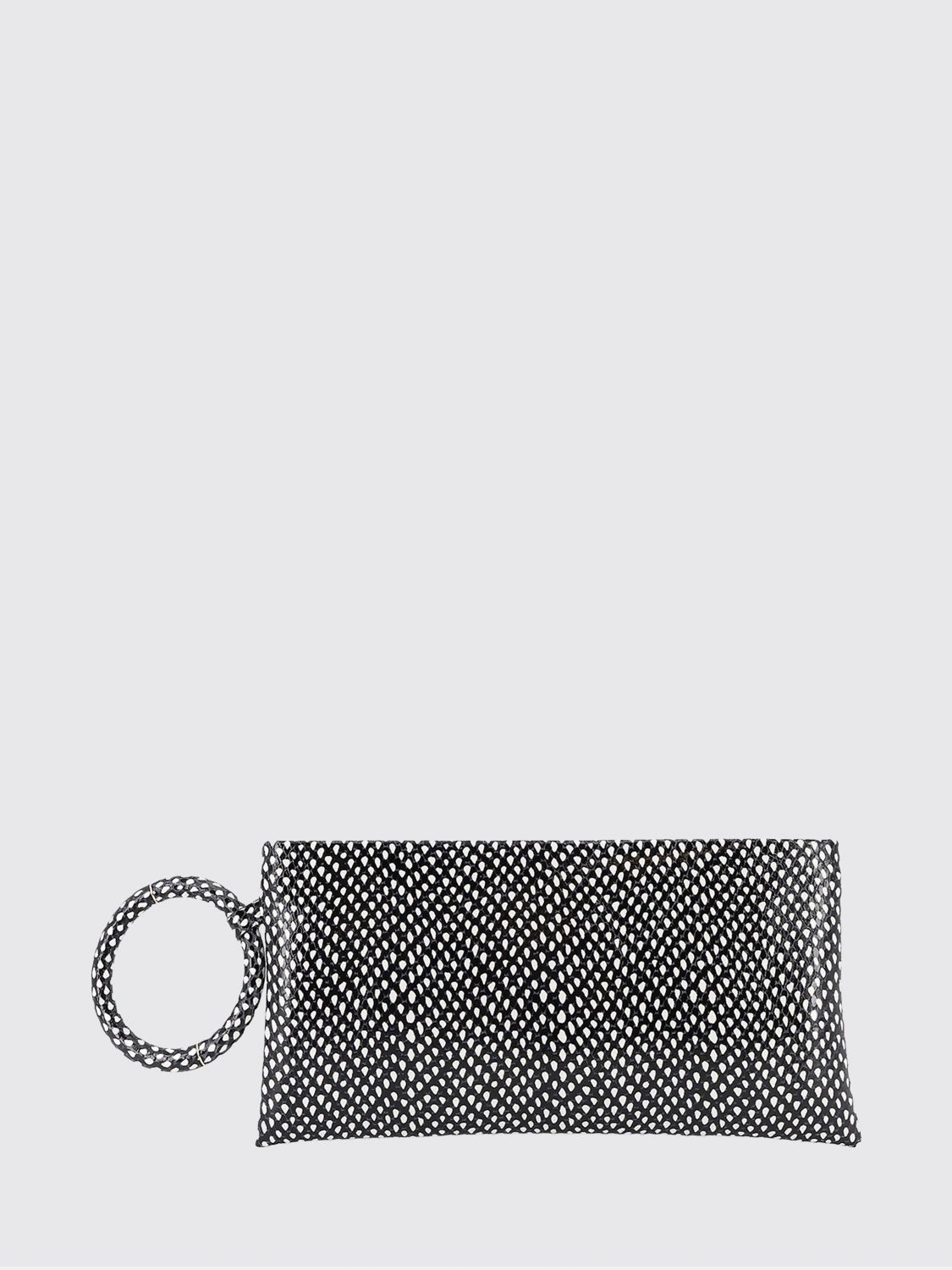 aura python-print calfskin clutch with side handle