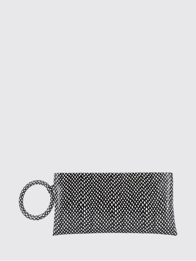aura python-print calfskin clutch with side handle