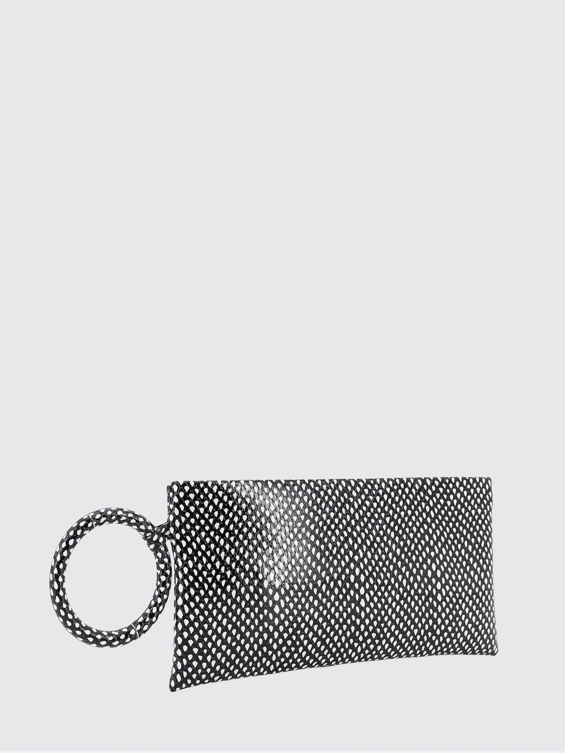 aura python-print calfskin clutch with side handle