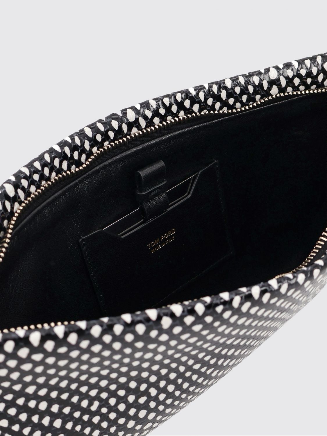 aura python-print calfskin clutch with side handle