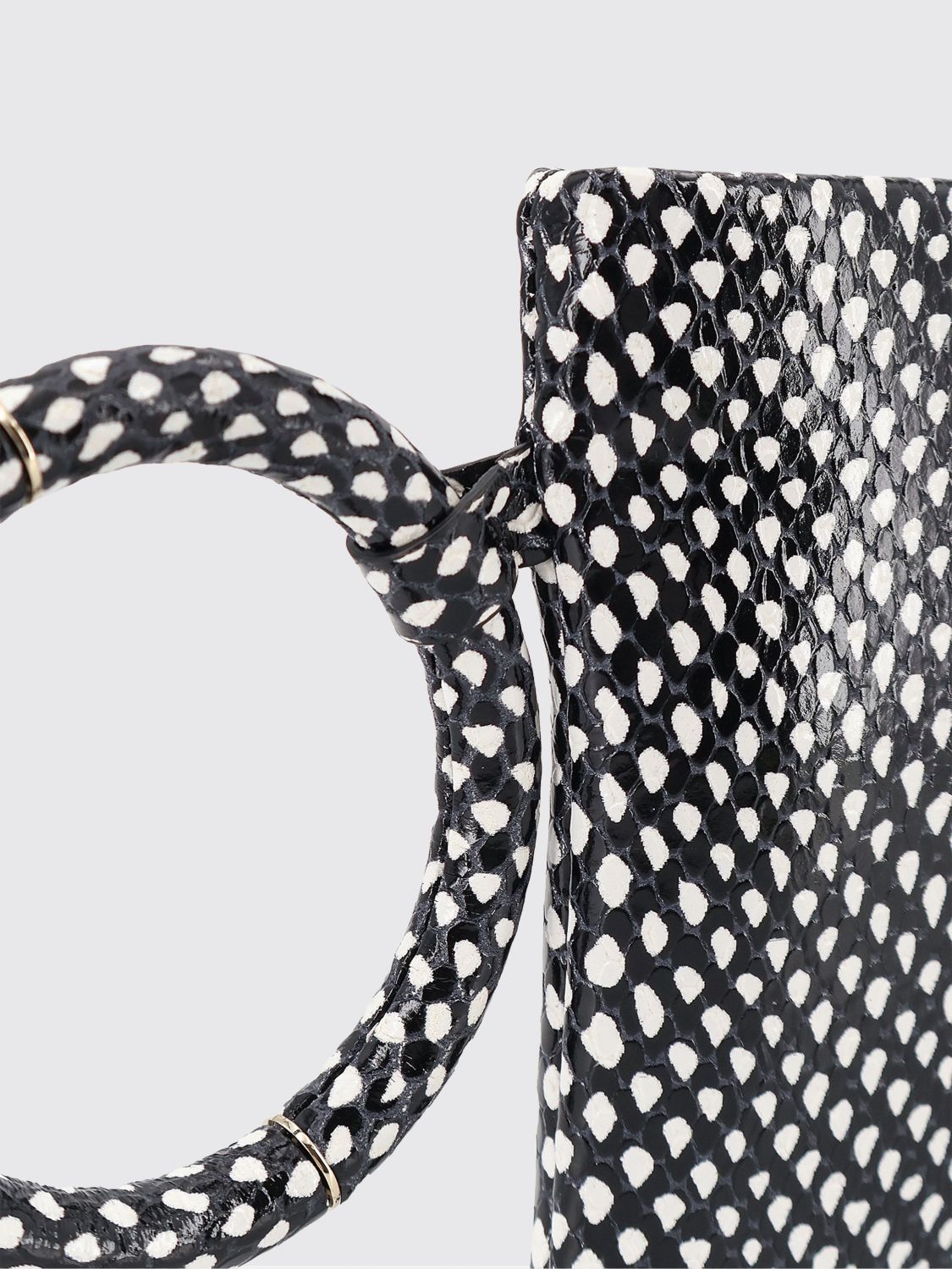 aura python-print calfskin clutch with side handle
