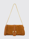 suede calfskin crossbody bag with gancini flap closure