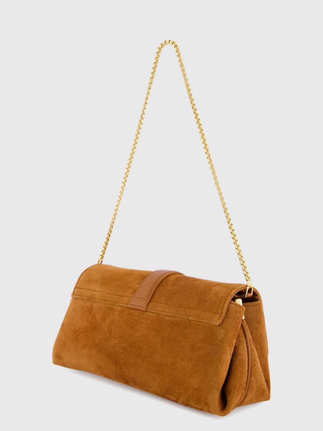 suede calfskin crossbody bag with gancini flap closure