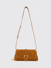 suede calfskin crossbody bag with gancini flap closure