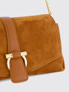 suede calfskin crossbody bag with gancini flap closure