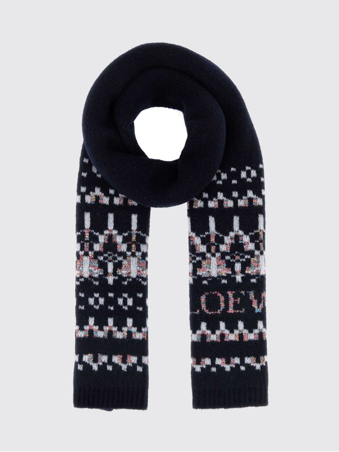 LOEWE OS rectangular wool-blend scarf with jacquard logo