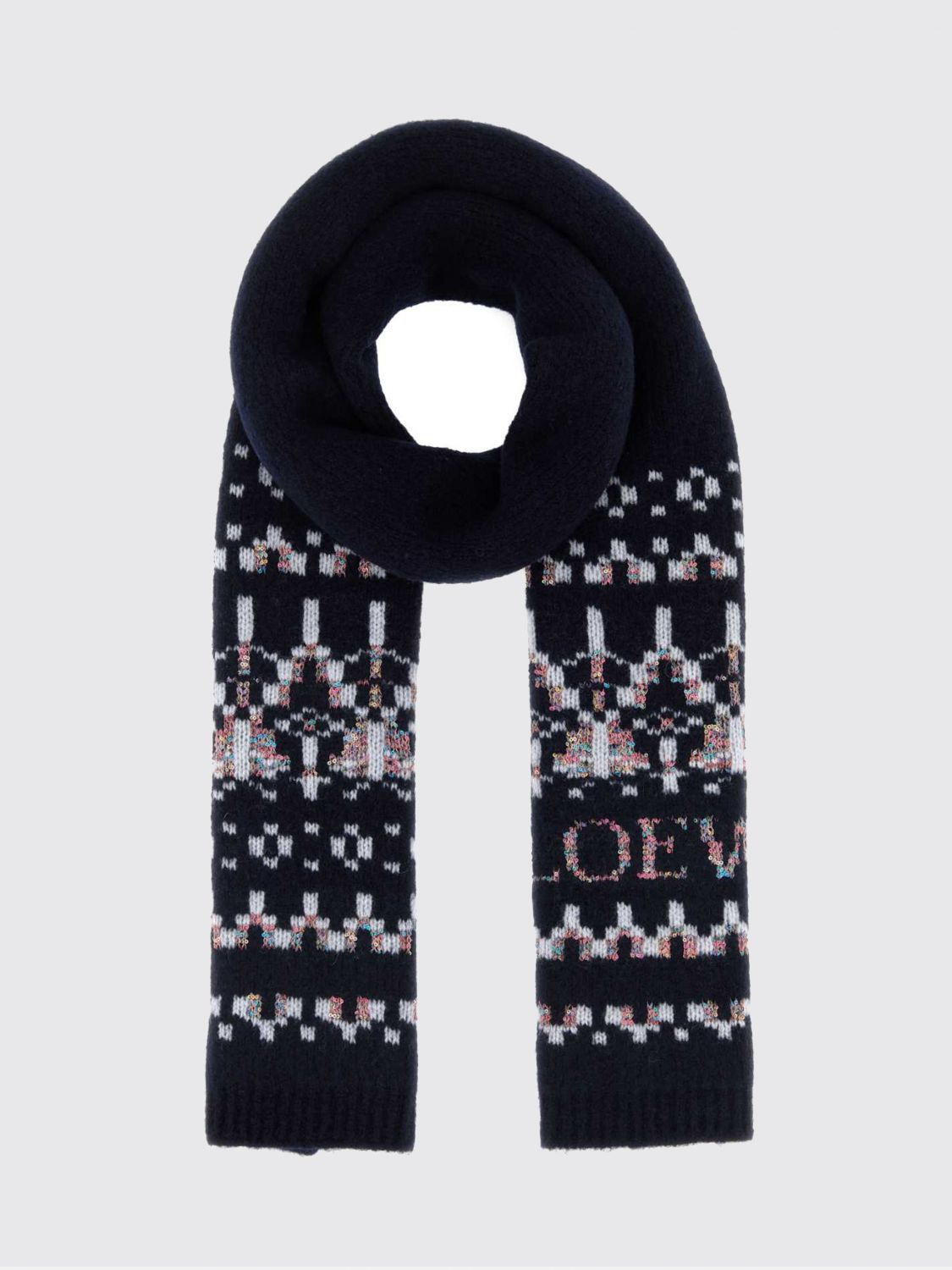 rectangular wool-blend scarf with jacquard logo