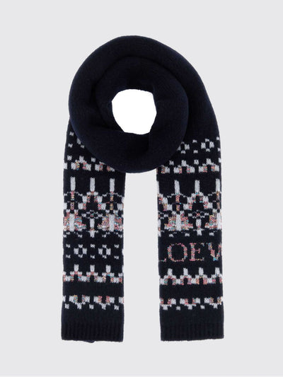 rectangular wool-blend scarf with jacquard logo
