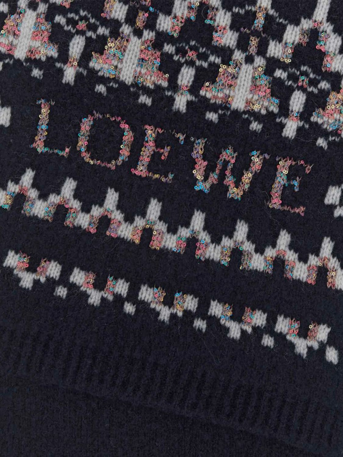LOEWE OS rectangular wool-blend scarf with jacquard logo