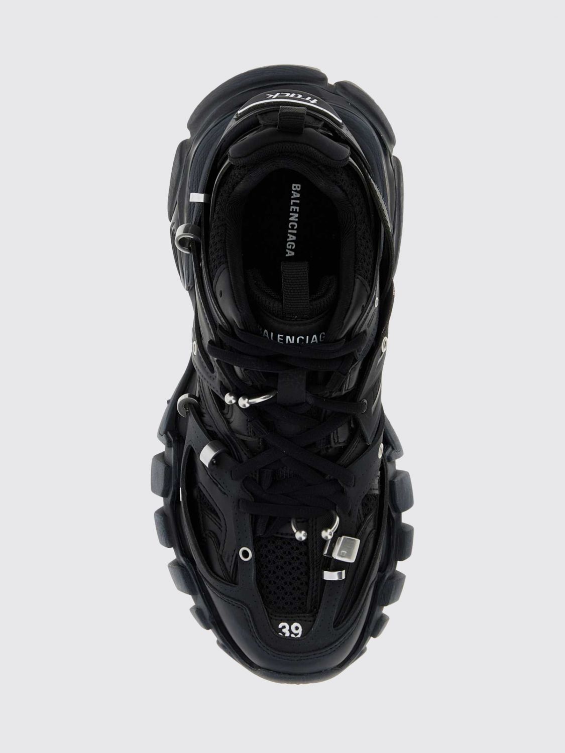 track piercing mesh trainers with jewel applications