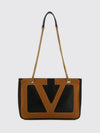 viva superstar leather shoulder bag with vlogo logo