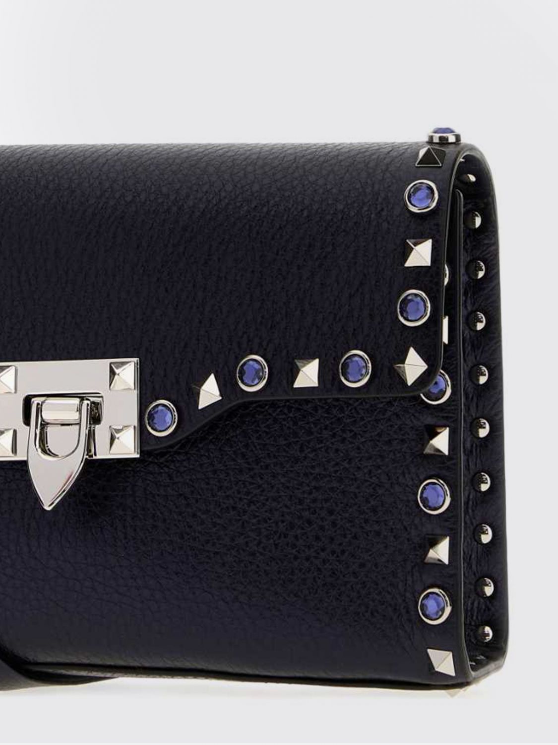rockstud mini bag in hammered leather with crystals