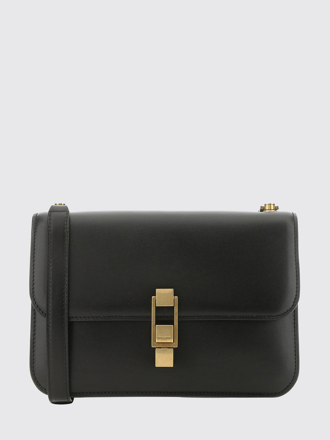 SAINT LAURENT OS mini crossbody bag in calfskin leather with flap and logo