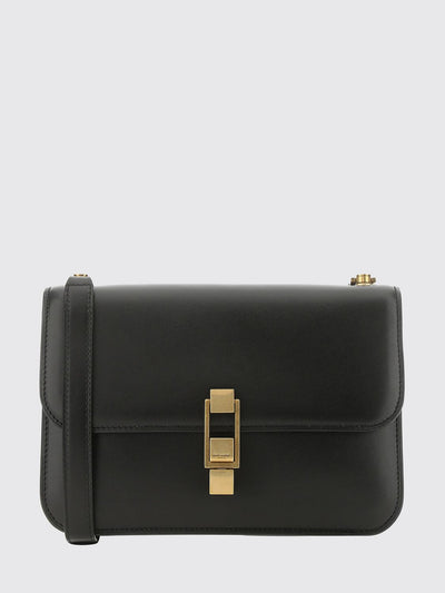 mini crossbody bag in calfskin leather with flap and logo