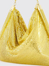 pixel aluminum shoulder bag with metal mesh handle