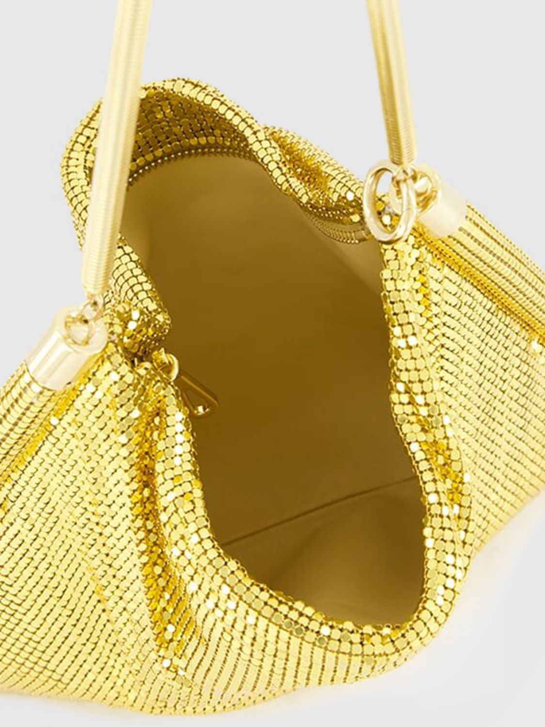 pixel aluminum shoulder bag with metal mesh handle