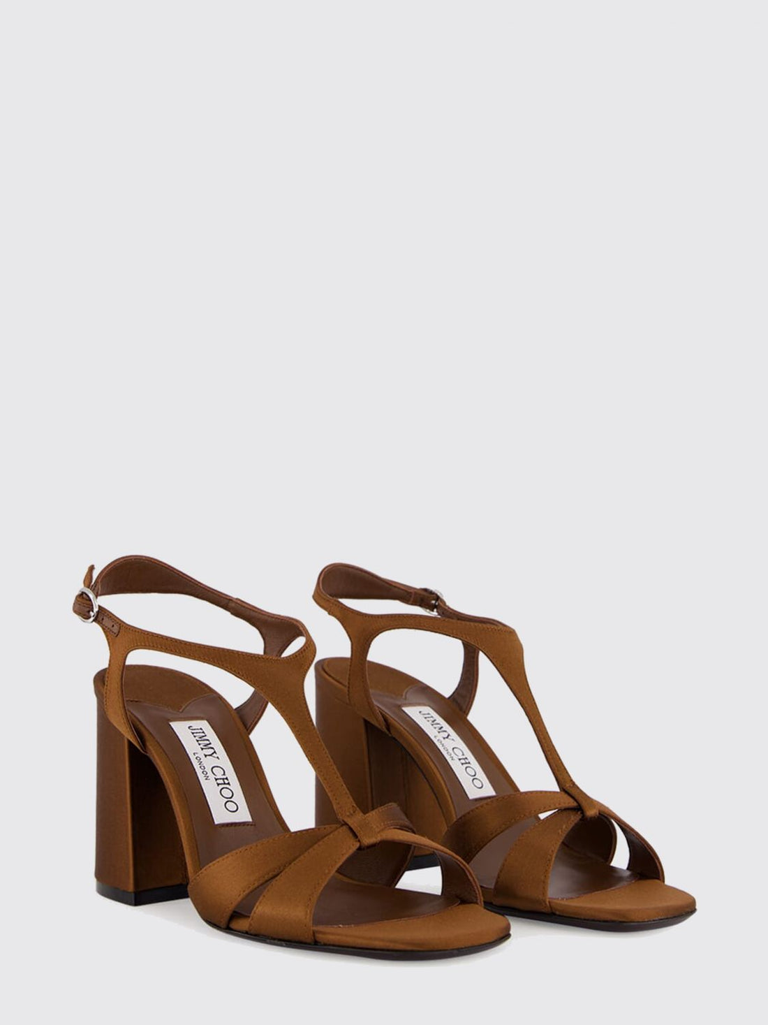 JIMMY CHOO 36 kesia satin t-strap sandals with a high block heel