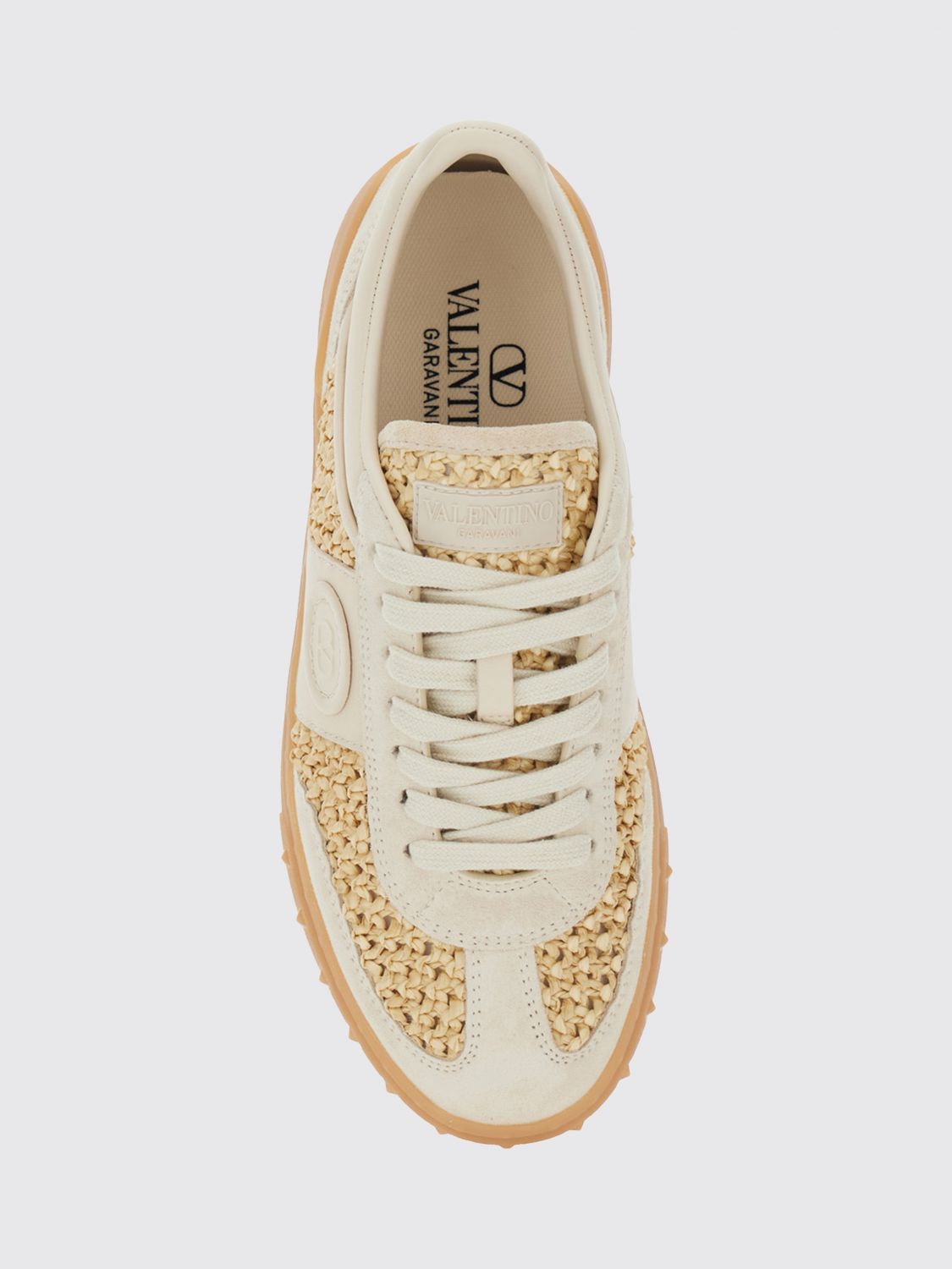 upvillage low-top sneakers in raffia and leather with vlogo
