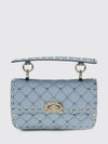 rockstud spike mini handbag in embroidered viscose with studs