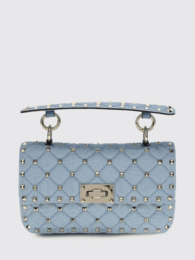 rockstud spike mini handbag in embroidered viscose with studs