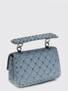 rockstud spike mini handbag in embroidered viscose with studs