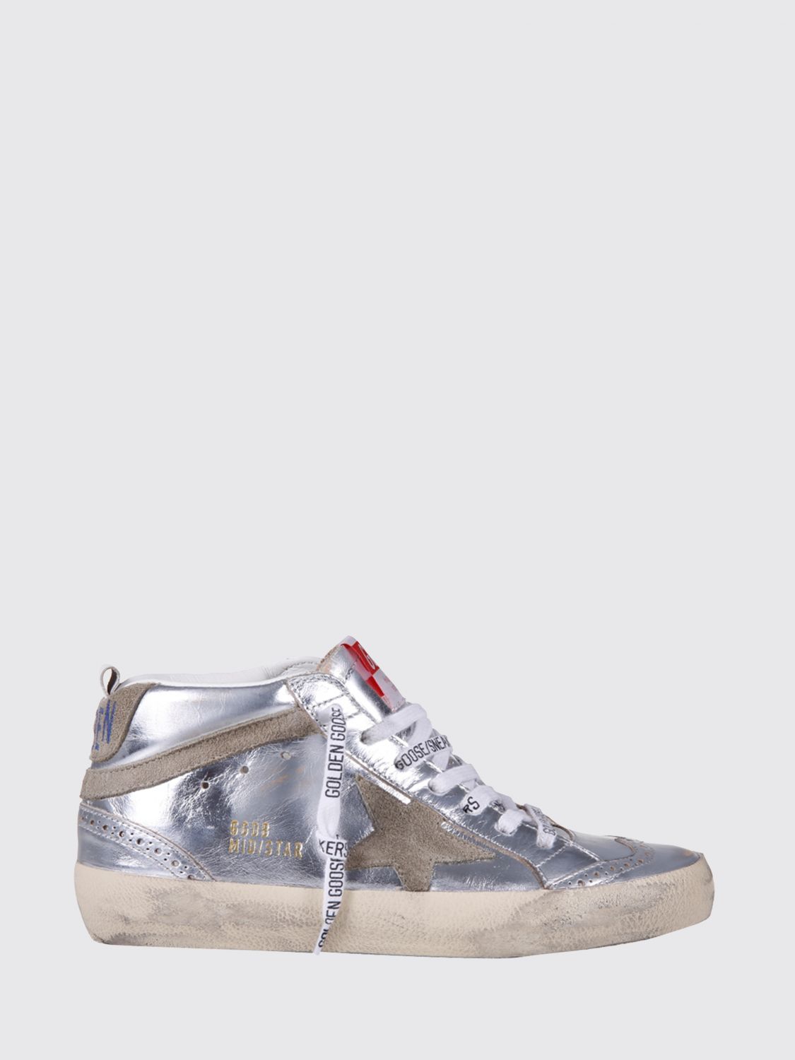 mid-star leather and suede trainers with distressed effect