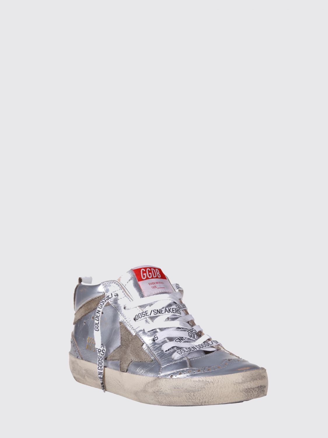 mid-star leather and suede trainers with distressed effect