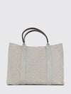 georgia canvas and leather top handle bag with magnetic closure