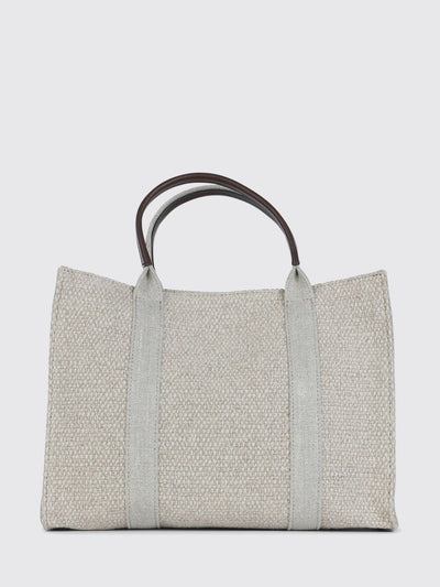 georgia canvas and leather top handle bag with magnetic closure