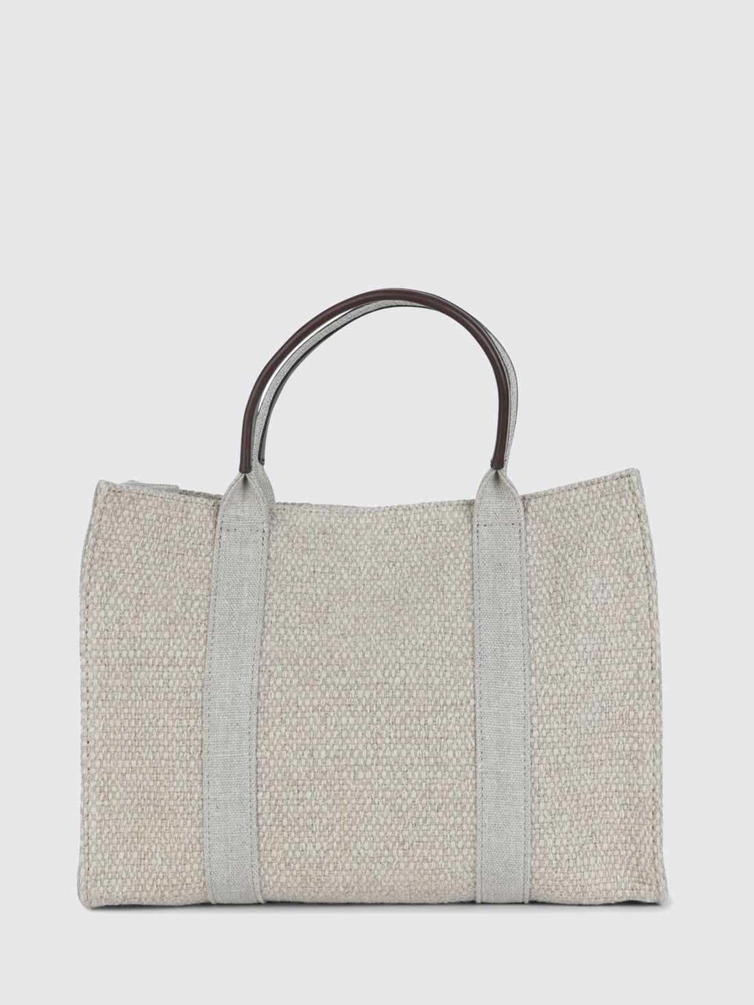 THE ROW OS georgia canvas and leather top handle bag with magnetic closure