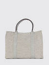 georgia canvas and leather top handle bag with magnetic closure