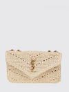 loulou mini crochet raffia bag with metallic ysl monogram