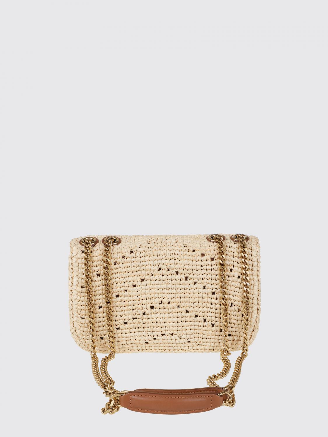 loulou mini crochet raffia bag with metallic ysl monogram