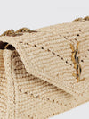 loulou mini crochet raffia bag with metallic ysl monogram