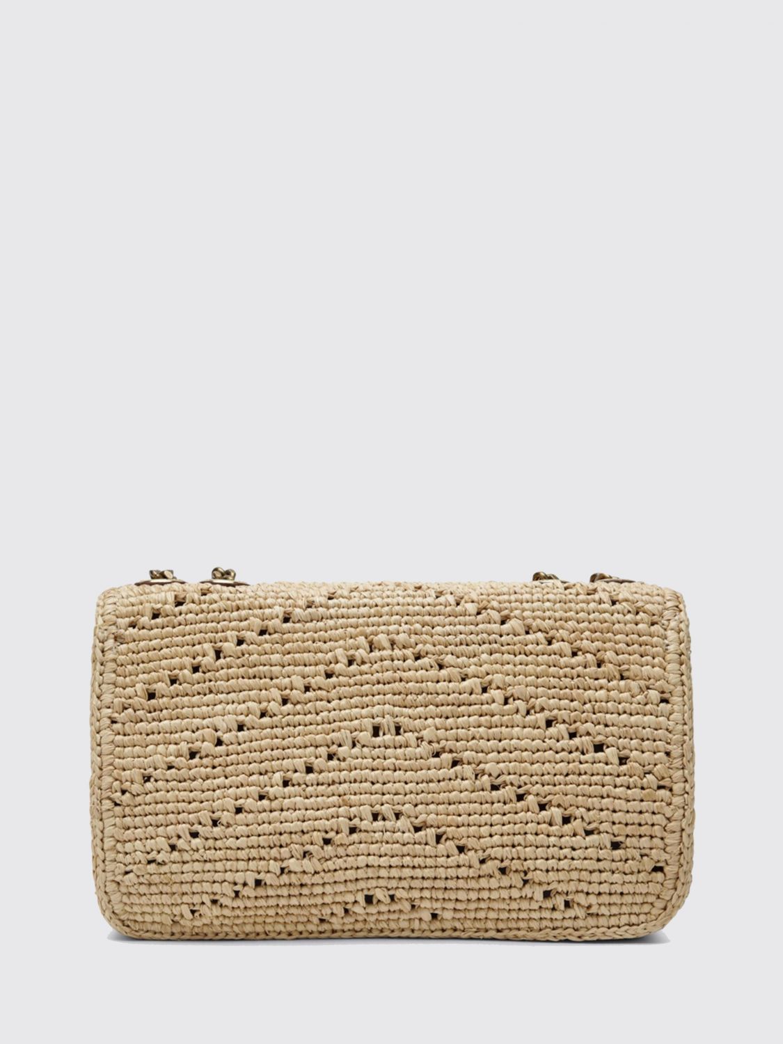 loulou small crochet raffia shoulder bag with ysl monogram