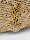 loulou small crochet raffia shoulder bag with ysl monogram