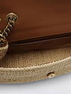 loulou small crochet raffia shoulder bag with ysl monogram