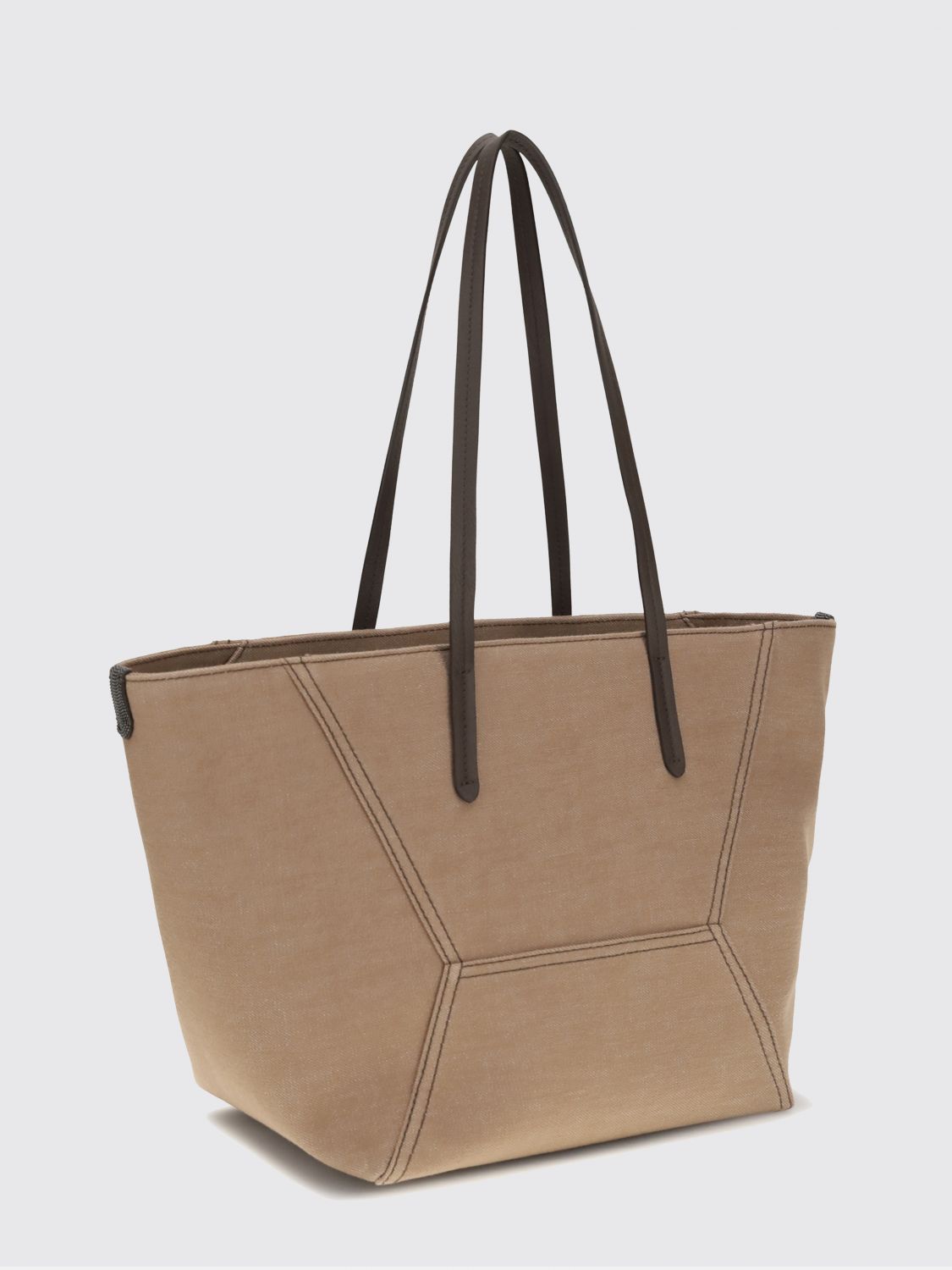cotton tote bag with double leather handles