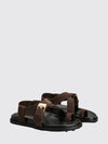 suede thong sandals with low heel and strap