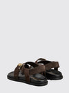 suede thong sandals with low heel and strap