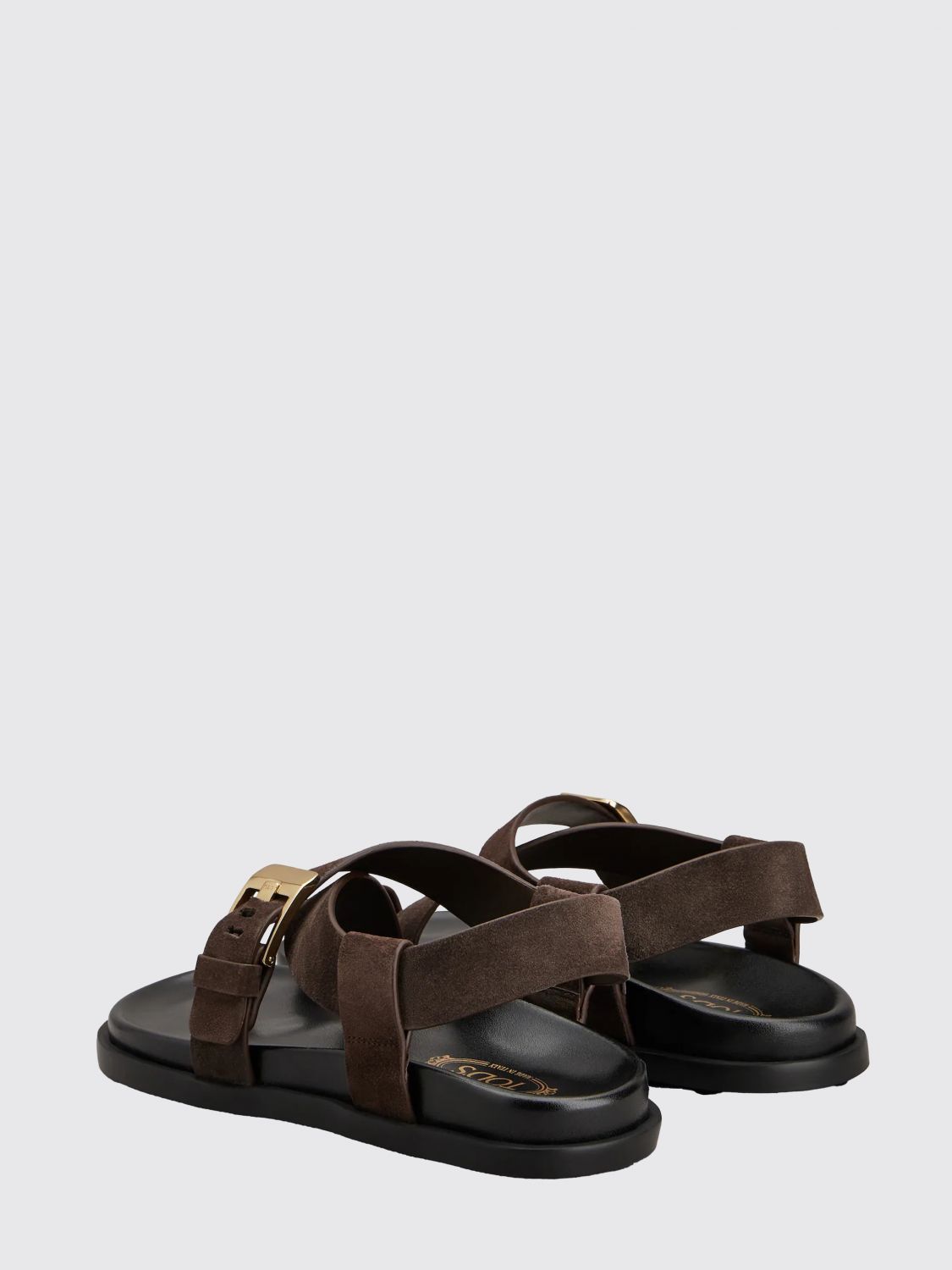 suede thong sandals with low heel and strap