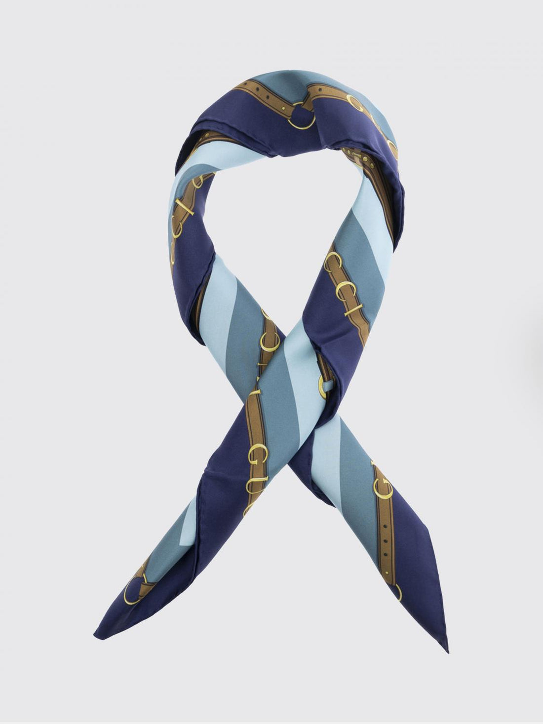 GUCCI OS square silk twill foulard with graphic print and straight hem