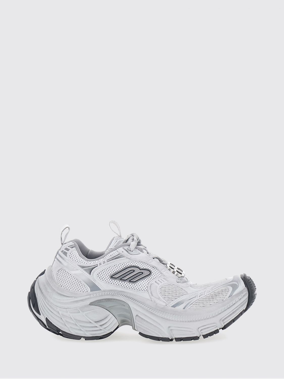 low-top mesh and rubber trainers with chunky sole and double pull-tab