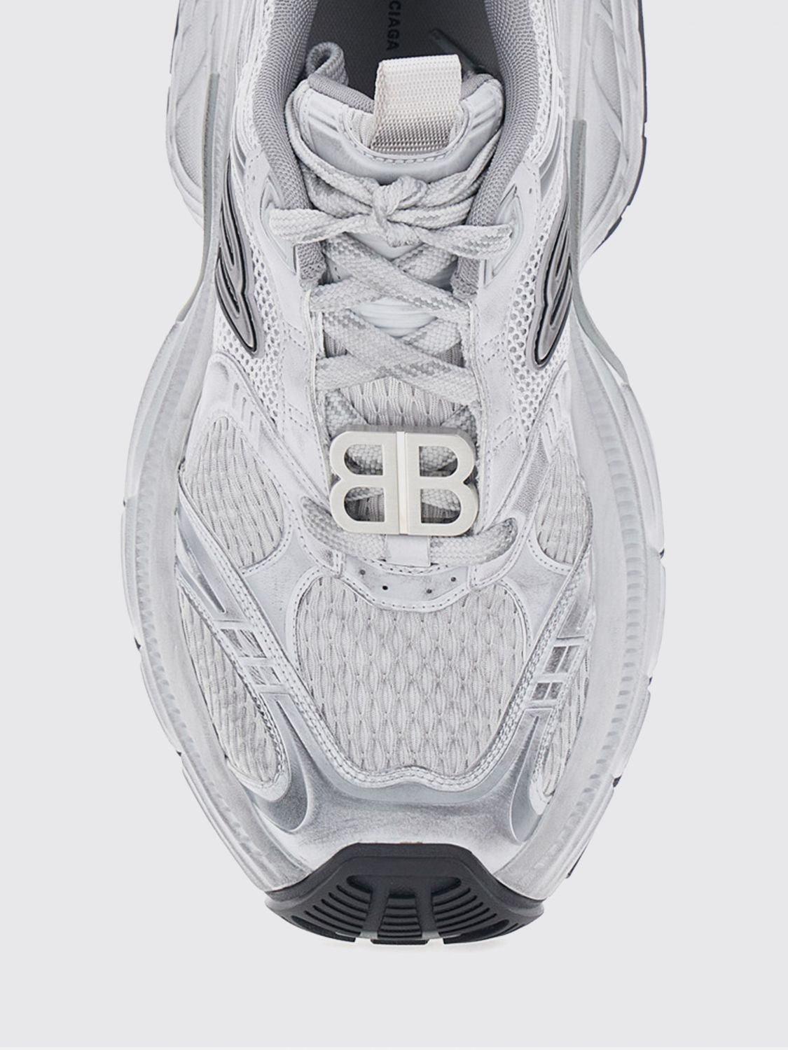 low-top mesh and rubber trainers with chunky sole and double pull-tab