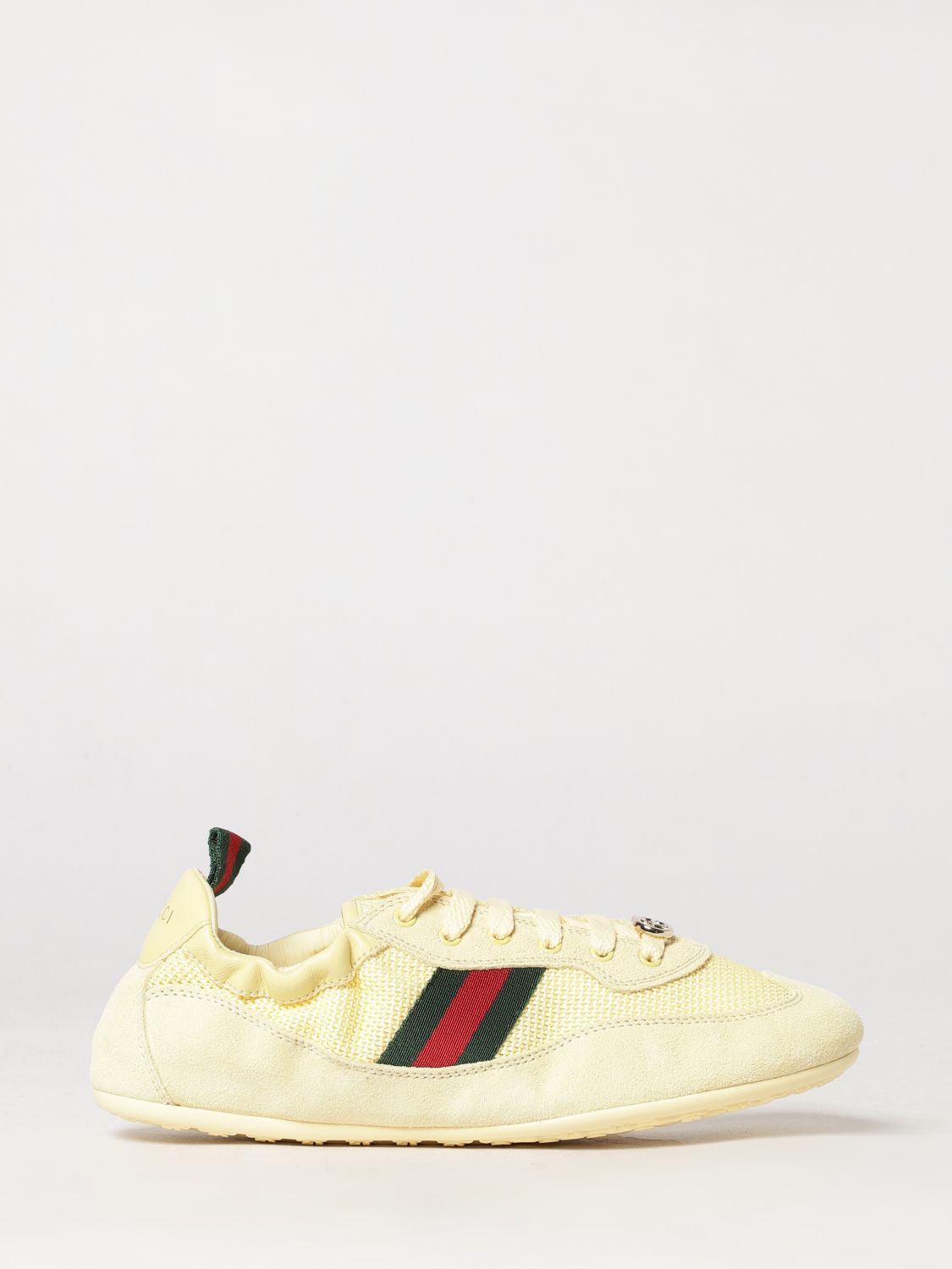 shift low-top suede and mesh sneakers with web stripe